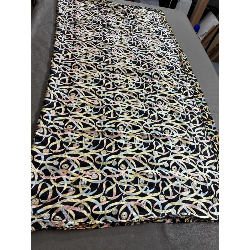 Vintage 1990s Nicole Miller Silk Scarf | Abstract Ribbon Print | Designer Silk